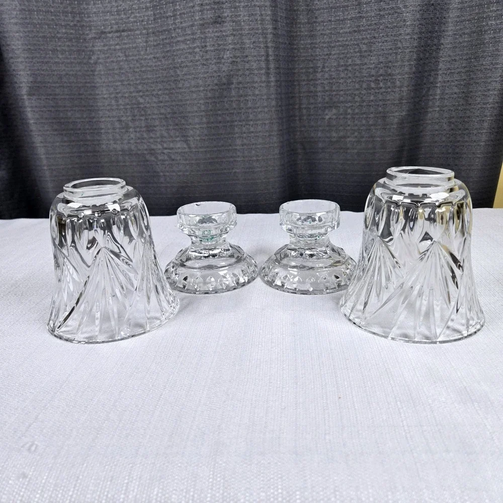 Royal Limited Crystal Hurricane Pair 2-Piece Votive Candle Holders Made in Japan